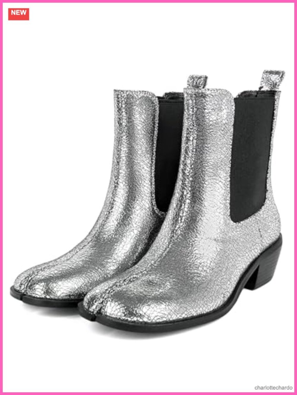 Split Toe Tabi Ankle Booties Chunky Heels Chelsea Boots Faux Leather Work Party